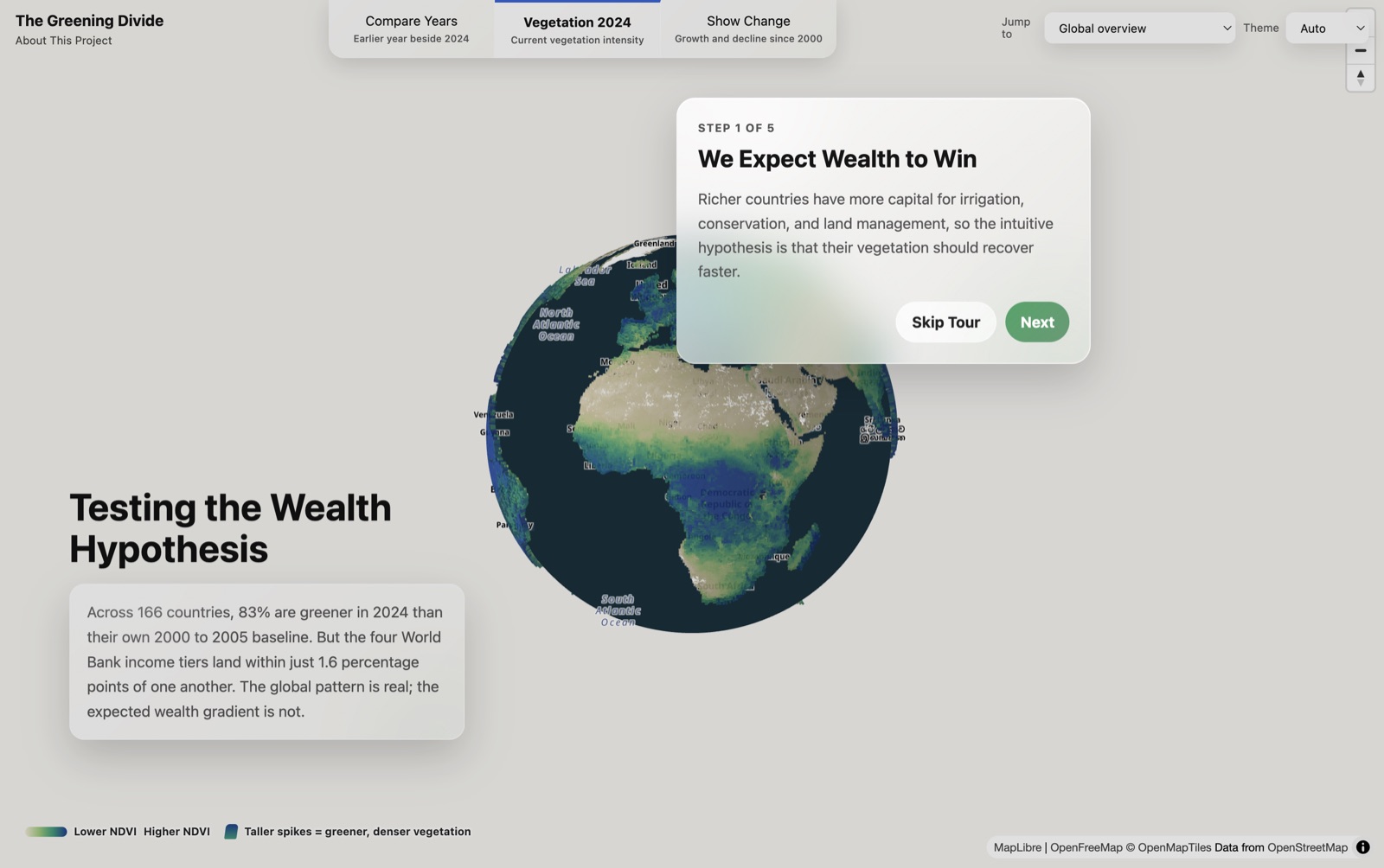 The Greening Divide interactive globe